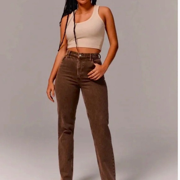 Abercrombie & Fitch Denim - Abercrombie 18 (34) 90s Straight Ultra High Rise Curve Love Womens Jeans Brown
